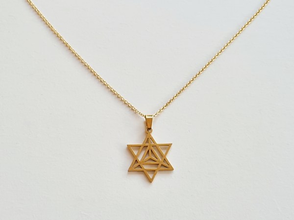 collier merkaba doré acier inoxydable